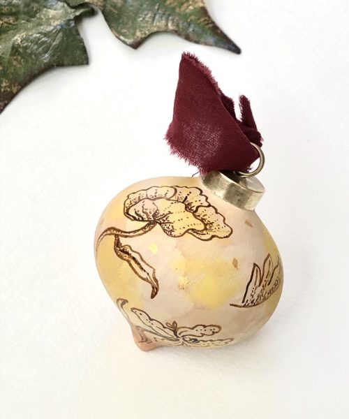 Ceramic handpainted botanical ornament