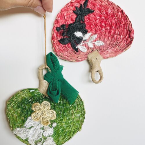 Fan ornament set of 3 "Laced Abaniko"