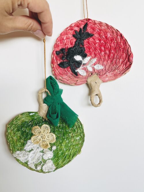 Fan ornament set of 3 "Laced Abaniko"