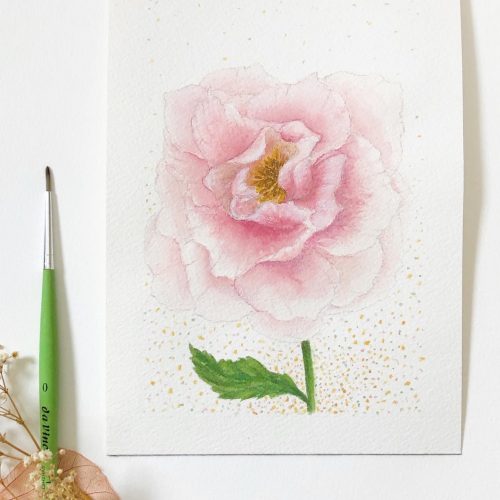 "Spray with kindness" pink spray rose original mini painting