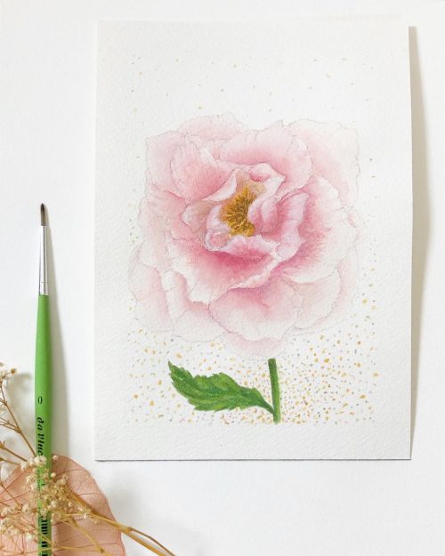 "Spray with kindness" pink spray rose original mini painting